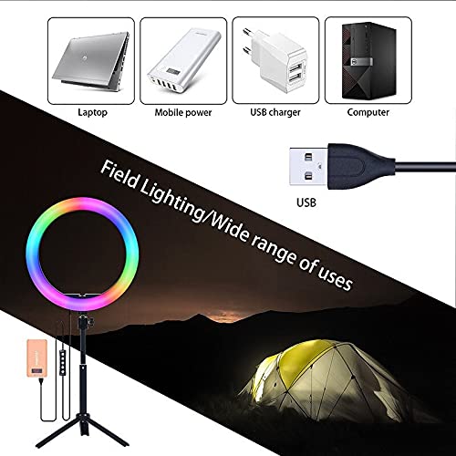 AIRTREE Portable MJ26 10'' RGB Desktop Soft LED Ring Light 16 RGB Colors with Mini Tripod Stand for Making You_Tube AIRTREE Portable MJ26 10'' RGB Desktop Soft LED Ring Light 16 RGB Colors with Mini Tripod Stand for Making You_Tube