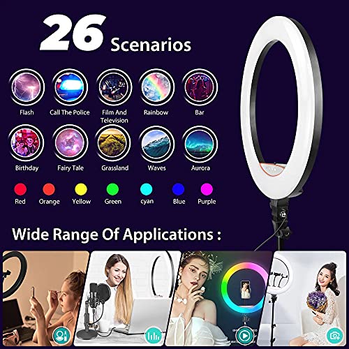 AIRTREE Portable MJ26 10'' RGB Desktop Soft LED Ring Light 16 RGB Colors with Mini Tripod Stand for Making You_Tube AIRTREE Portable MJ26 10'' RGB Desktop Soft LED Ring Light 16 RGB Colors with Mini Tripod Stand for Making You_Tube