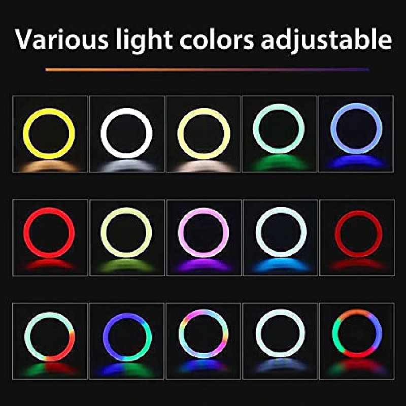 AIRTREE Portable MJ26 10'' RGB Desktop Soft LED Ring Light 16 RGB Colors with Mini Tripod Stand for Making You_Tube