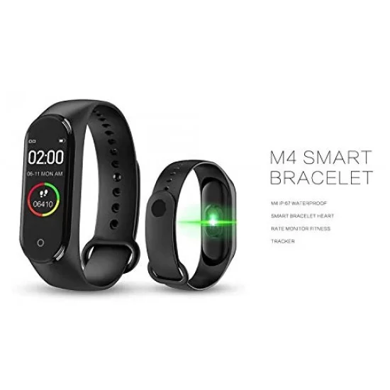 AIRTREE Smart Band M4 Bluetooth Fitness Smart Watch with Waterproof Body Functions Like Steps & Calorie Counter, Black)