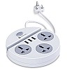 Portronics Power Plate 5 1500W Power Converter with USB Charger & Mobile Holder 3AC Socket + 3USB Ports I 1.5 m Cord Length ( White)