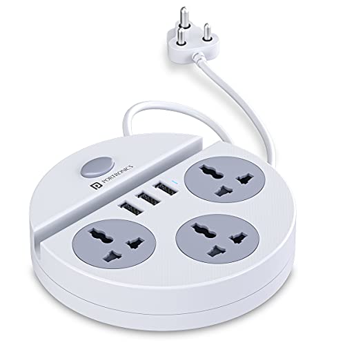 Portronics Power Plate 5 1500W Power Converter with USB Charger & Mobile Holder 3AC Socket + 3USB Ports I 1.5 m Cord Length ( White) Portronics Power Plate 5 1500W Power Converter with USB Charger & Mobile Holder 3AC Socket + 3USB Ports I 1.5 m Cord Length ( White)