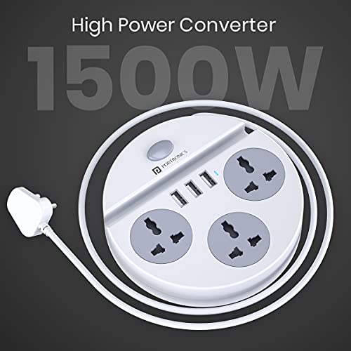 Portronics Power Plate 5 1500W Power Converter with USB Charger & Mobile Holder 3AC Socket + 3USB Ports I 1.5 m Cord Length ( White) Portronics Power Plate 5 1500W Power Converter with USB Charger & Mobile Holder 3AC Socket + 3USB Ports I 1.5 m Cord Length ( White)