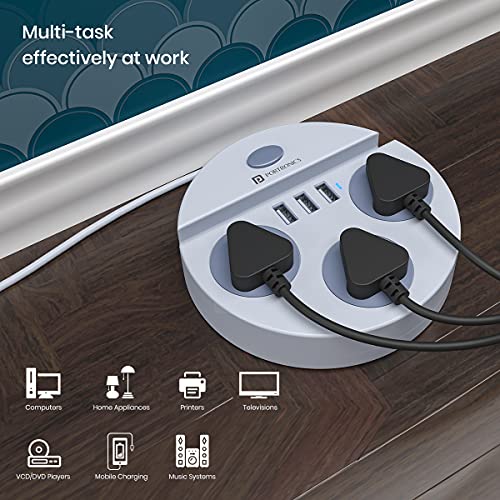 Portronics Power Plate 5 1500W Power Converter with USB Charger & Mobile Holder 3AC Socket + 3USB Ports I 1.5 m Cord Length ( White) Portronics Power Plate 5 1500W Power Converter with USB Charger & Mobile Holder 3AC Socket + 3USB Ports I 1.5 m Cord Length ( White)