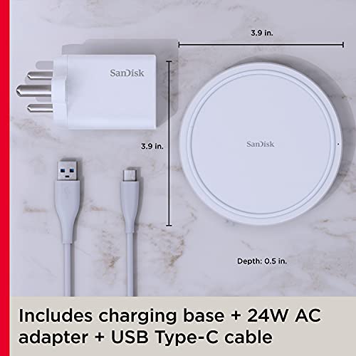 SanDisk iXpand Wireless 15W Charger with QC 3.0 Adapter Included for Qi-Compatible Phones (White) SanDisk iXpand Wireless 15W Charger with QC 3.0 Adapter Included for Qi-Compatible Phones (White)