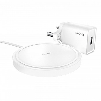 SanDisk iXpand Wireless 15W Charger with QC 3.0 Adapter Included for Qi-Compatible Phones (White)