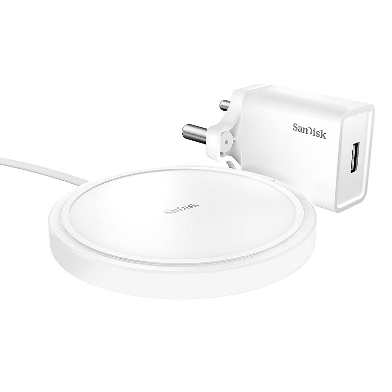 SanDisk iXpand Wireless 15W Charger with QC 3.0 Adapter Included for Qi-Compatible Phones (White)