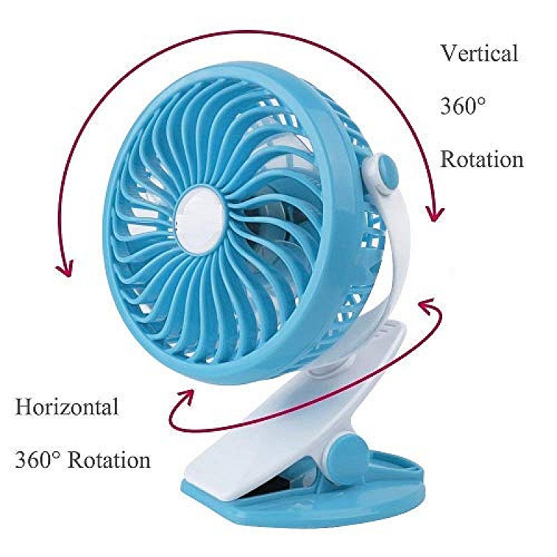 AIRTREE  Mini Battery Operated Clip Toy Fan, Small Portable Fan Powered by Rechargeable Battery 