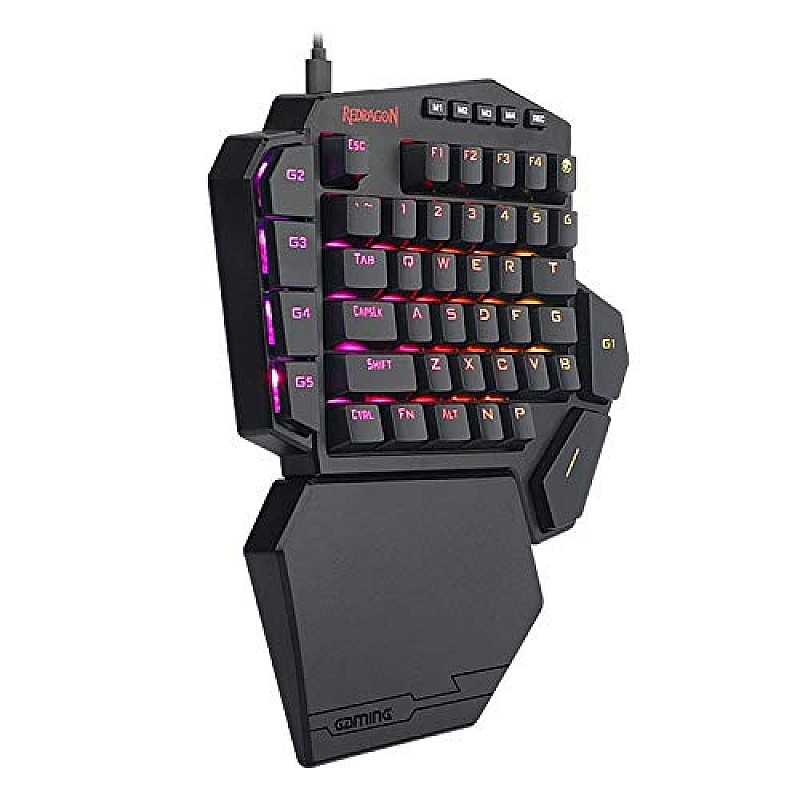 Redragon K585-blue switch DITI One-Handed RGB Mechanical Blue Switches, Type-C Professional Wired Gaming Keyboard (Black)