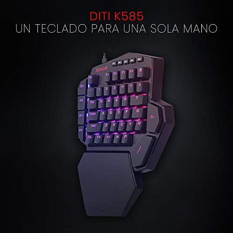 Redragon K585-blue switch DITI One-Handed RGB Mechanical Blue Switches, Type-C Professional Wired Gaming Keyboard (Black)