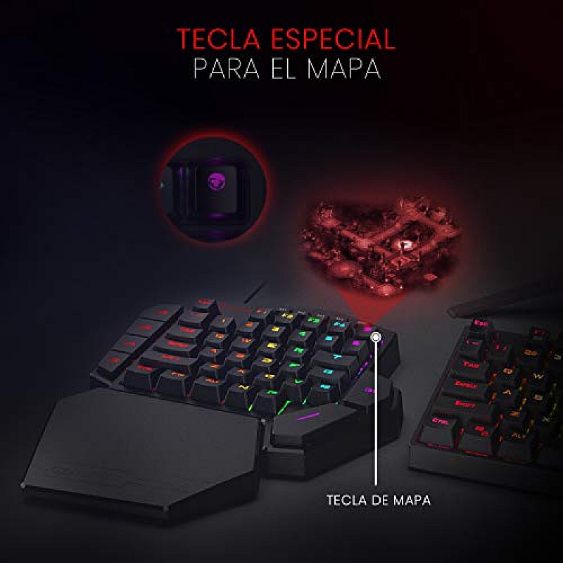 Redragon K585-blue switch DITI One-Handed RGB Mechanical Blue Switches, Type-C Professional Wired Gaming Keyboard (Black)