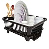 Cutting EDGE Polyethylene Durable Kitchen Sink Dish Rack Drainer Washing Basket with Tray (Dark Brown, Side Tray)(Small Size)