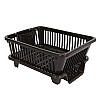 Cutting EDGE Polyethylene Durable Kitchen Sink Dish Rack Drainer Washing Basket with Tray (Dark Brown, Side Tray)(Small Size)