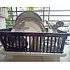 Cutting EDGE Polyethylene Durable Kitchen Sink Dish Rack Drainer Washing Basket with Tray (Dark Brown, Side Tray)(Small Size)