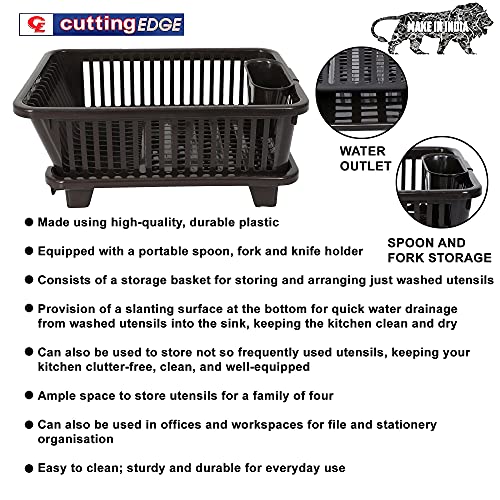 Cutting EDGE Polyethylene Durable Kitchen Sink Dish Rack Drainer Washing Basket with Tray (Dark Brown, Side Tray)(Small Size) Cutting EDGE Polyethylene Durable Kitchen Sink Dish Rack Drainer Washing Basket with Tray (Dark Brown, Side Tray)(Small Size)