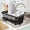 Cutting EDGE Polyethylene Durable Kitchen Sink Dish Rack Drainer Washing Basket with Tray (Dark Brown, Side Tray)(Small Size)