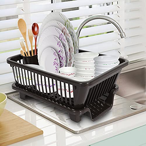Cutting EDGE Polyethylene Durable Kitchen Sink Dish Rack Drainer Washing Basket with Tray (Dark Brown, Side Tray)(Small Size) Cutting EDGE Polyethylene Durable Kitchen Sink Dish Rack Drainer Washing Basket with Tray (Dark Brown, Side Tray)(Small Size)