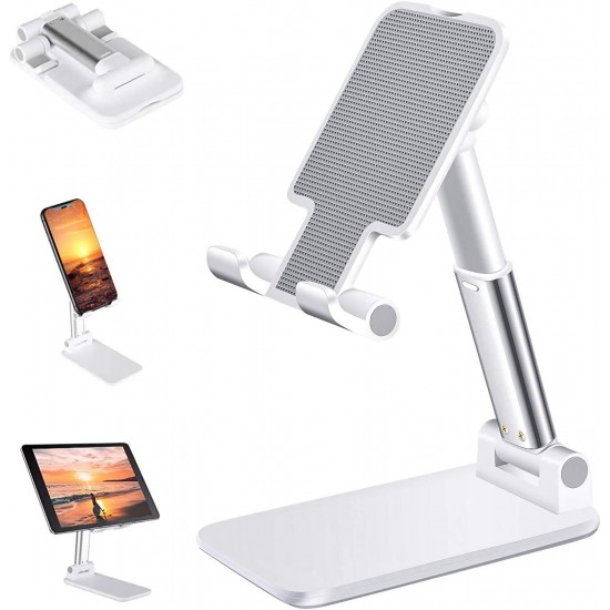 Dyazo Telescopic Multi Angle Adjustable and Foldable Mobile Phone Tabletop Stand, Anti Slip and Scratch Resistant White