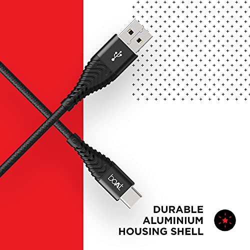 boAt Type C A420 Tangle-free, Sturdy Type C Cable with 3A Rapid Charging & 480mbps (Mercurial Black)