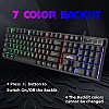 RPM Euro Games Gaming Keyboard Wired 7 Color LED Illuminated And Spill Proof Keys, Black, Medium