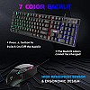 RPM Euro Games Gaming Keyboard Wired 7 Color LED Illuminated And Spill Proof Keys, Black, Medium