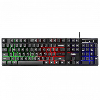 RPM Euro Games Gaming Keyboard Wired 7 Color LED Illuminated And Spill Proof Keys, Black, Medium