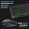 RPM Euro Games Gaming Keyboard Wired 7 Color LED Illuminated And Spill Proof Keys, Black, Medium