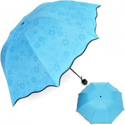 AIRTREE Magic Umbrella Changing Secret Blossoms Occur with Water Magic Print 3 Fold Umbrella for UV, Sun & Rain - Multi Colour