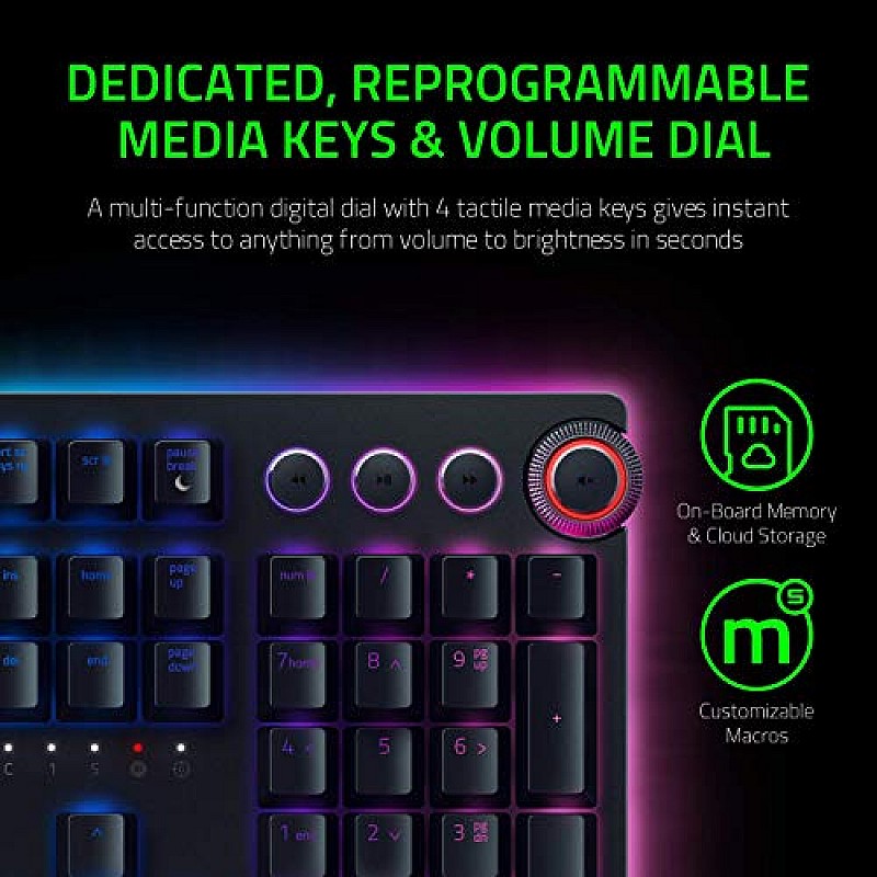 Razer Huntsman Elite Opto-Mechanical Switch Multi-Functional Digital Dial Gaming Keyboard Wired