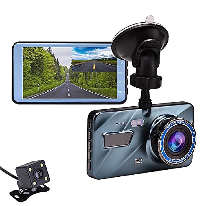 Sprugal Car Dashcam Dual Lens Front and Rear DVR Video Recorder, 170 Degree Lens, FHD 1080P IPS Screen