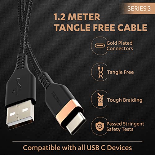 Duracell USB Type C 3A Braided Sync and Fast Charging Cable 3.9 Ft (1.2M) Series 3-Black Duracell USB Type C 3A Braided Sync and Fast Charging Cable 3.9 Ft (1.2M) Series 3-Black