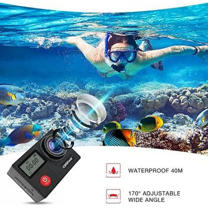 Camark X20C Action Camera Native 4K Ultra HD 20MP with EIS Stabilization Touch Screen, Black