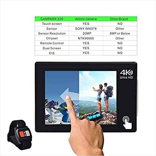 Camark X20C Action Camera Native 4K Ultra HD 20MP with EIS Stabilization Touch Screen, Black Camark X20C Action Camera Native 4K Ultra HD 20MP with EIS Stabilization Touch Screen, Black