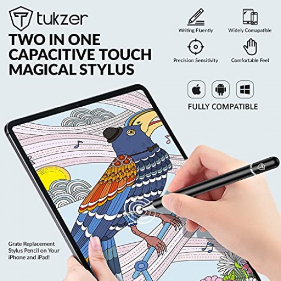 Tukzer Universal Stylus Pen for Smartphone Tablet/iPad/Pro/Air/iPhone/iOS/Android/All Touch Screens Devices (Grey)