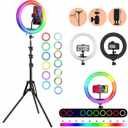 AIRTREE  RBG Ring Light with Stand - 12 Inch Selfie LED Ring Light with 7 Feet Tripod Stand 