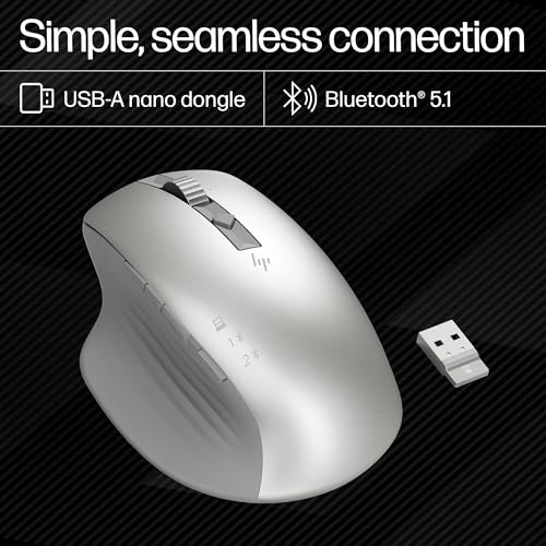 HP 930 Creator Wireless Mouse, USB-A dongle, Bluetooth 5.1, 7 programmable Buttons, Up to 4000 dpi HP 930 Creator Wireless Mouse, USB-A dongle, Bluetooth 5.1, 7 programmable Buttons, Up to 4000 dpi
