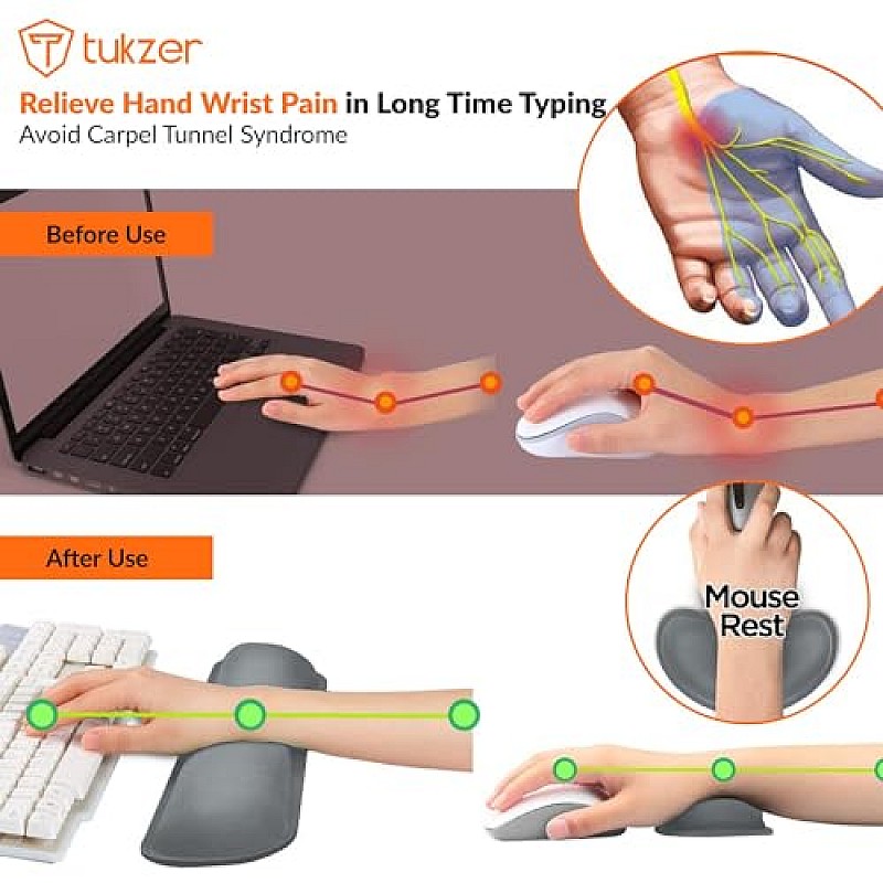 Tukzer Wrist Rest Pad, Mouse Wrist Cushion Support Lightweight for Easy Typing Pain Relief Black