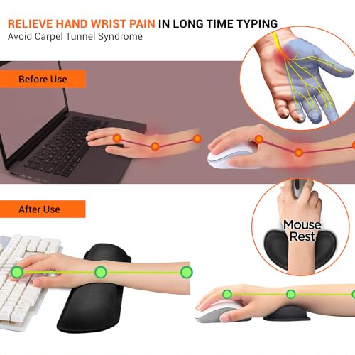 Tukzer Wrist Rest Pad, Mouse Wrist Cushion Support Lightweight for Easy Typing Pain Relief Black