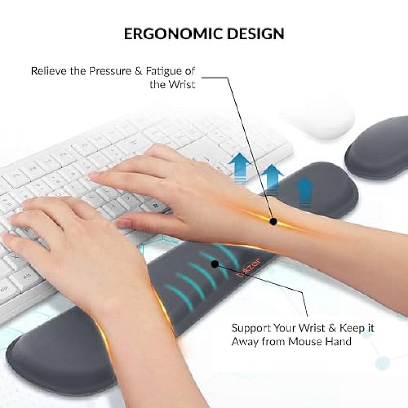 Tukzer Wrist Rest Pad, Mouse Wrist Cushion Support Lightweight for Easy Typing Pain Relief Black