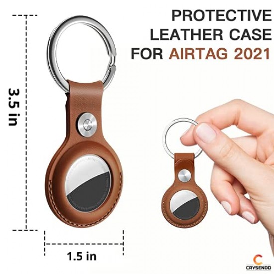 AIRTREE Keychain, Airtag Keychain | Compatible with Apple Airtags, Air Tag Apple, Apple Tag |   (Leather Brown)