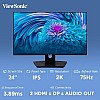 ViewSonic VX2480 24 Inch 2k 2560-1440 Pixel IPS Monitor with 3-side Bezel Less, 75Hz Black