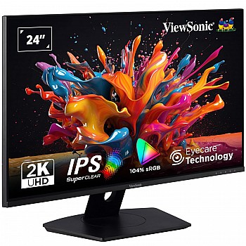 ViewSonic VX2480 24 Inch 2k 2560-1440 Pixel IPS Monitor with 3-side Bezel Less, 75Hz Black