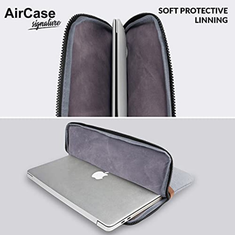 AirCase Laptop Bag Sleeve Case Cover Pouch for 11.6-Inch, 12.5-Inch Laptop fits 12.9-Inch Black-Grey