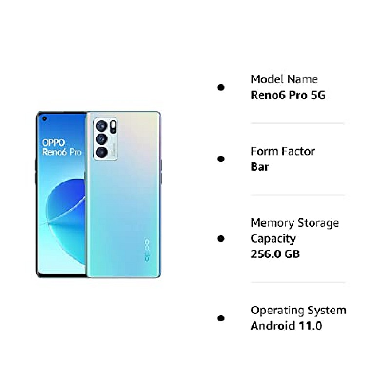 OPPO Reno 6 Pro 5G (Aurora, 12GB RAM, 256GB Storage) Refurbished