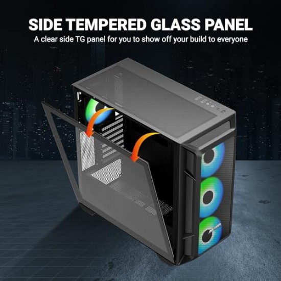 Ant Esports ICE-320TG Mid Tower Computer Case I Gaming Cabinet Supports ATX, Micro-ATX, Motherboard Black