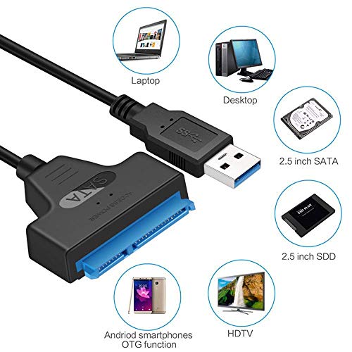 Lapster USB 3.0 sata Cable for 2.5 inch SSD and HDD, USB 3.0 to SATA III Hard Driver Adapter, sata to USB Cable-(Blue) Lapster USB 3.0 sata Cable for 2.5 inch SSD and HDD, USB 3.0 to SATA III Hard Driver Adapter, sata to USB Cable-(Blue)
