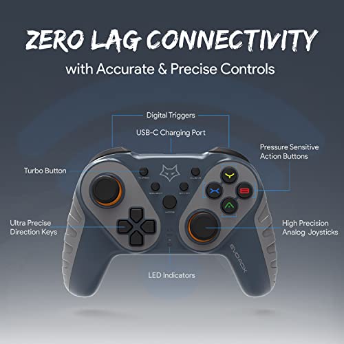 EvoFox Elite Ops Wireless Gamepad for Google TV and Android TV 8+ Hours of Play Time (Dusk Grey) EvoFox Elite Ops Wireless Gamepad for Google TV and Android TV 8+ Hours of Play Time (Dusk Grey)