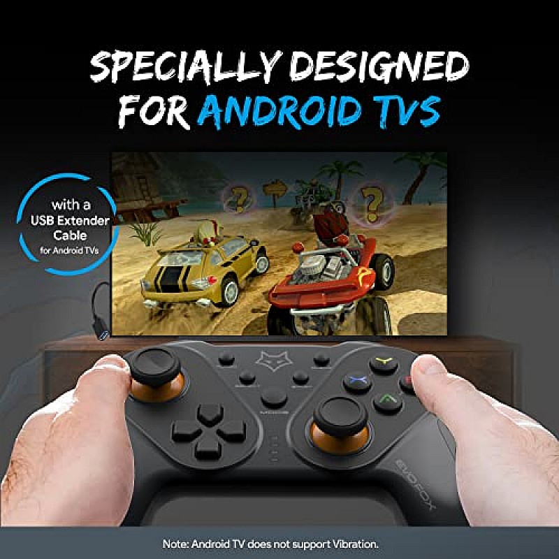 EvoFox Elite Ops Wireless Gamepad for Google TV and Android TV 8+ Hours of Play Time (Dusk Grey)