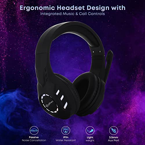 pTron Studio Pixel Over-Ear Wireless Gaming Headphones with 30ms Low Latency, 40Hrs Playtime, 40mm Drivers, (Black)