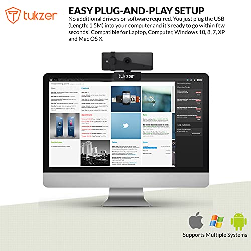 Tukzer 2.1 MP Full HD 1080P Web Camera CMOS Webcam with Microphone 360° Rotatable Tripod Ready Mount Plug-n-Play USB for Windows Mac (C01) Tukzer 2.1 MP Full HD 1080P Web Camera CMOS Webcam with Microphone 360° Rotatable Tripod Ready Mount Plug-n-Play USB for Windows Mac (C01)
